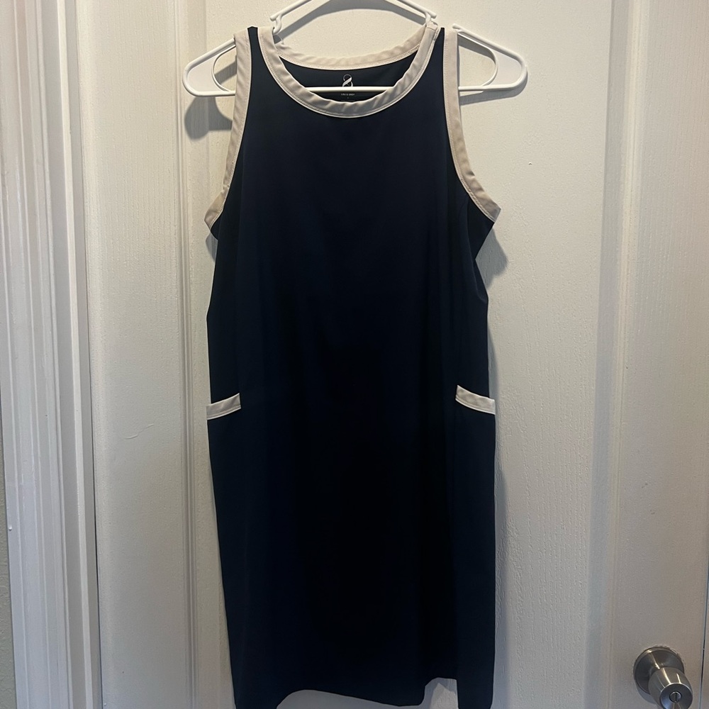 Lou & Grey Navy Dress with white  Accents